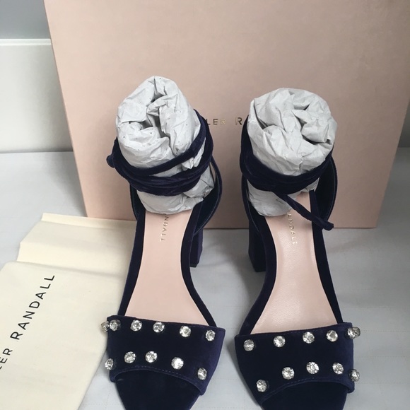 Loeffler Randall Elayna Blue Velvet Sandals Sz 7.5 - Picture 2 of 7